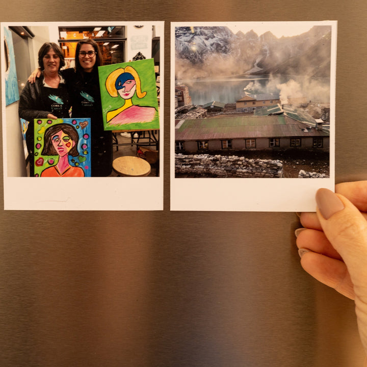 Large personalised 3.5 × 4 inch Polaroid-style photo magnets
