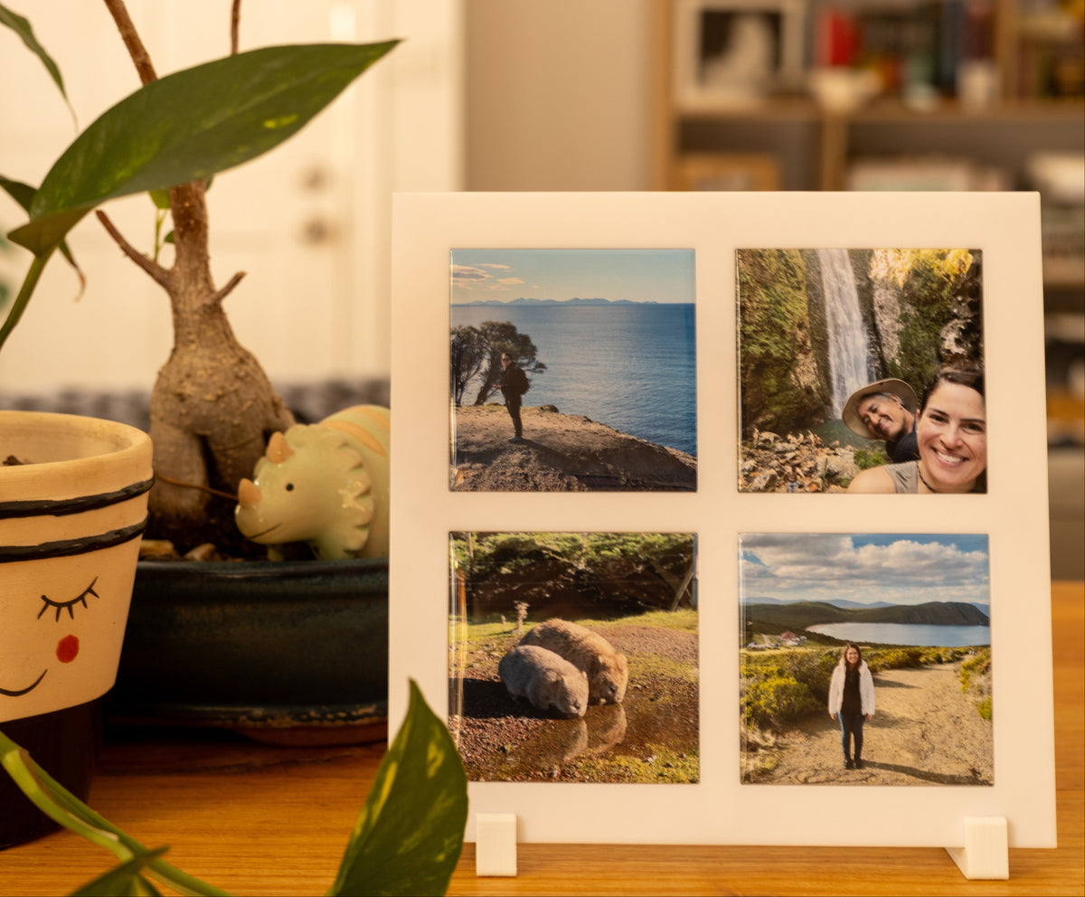 Close-up of Photo Magnet Display Frame for 2.5 inch pressed magnets white color