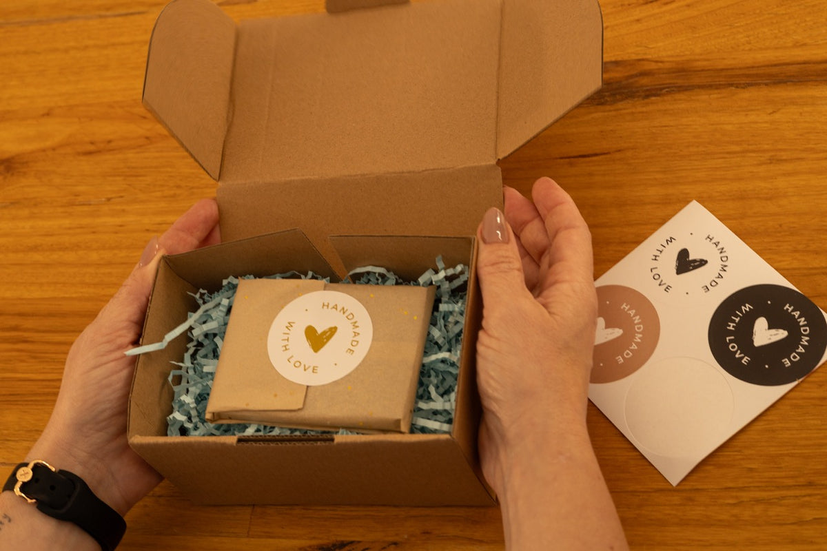 Personalised square photo magnets with Little Colour Co packaging